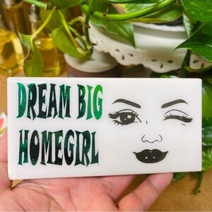 DREAM BIG HOMEGIRL, ceramic tile eyelash tray, home decor